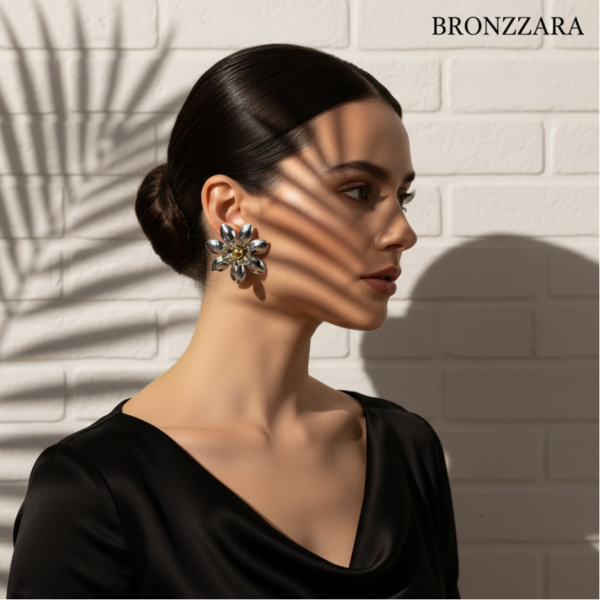 ÇİFT RENK ÇELİK ÇİÇEK  KÜPE