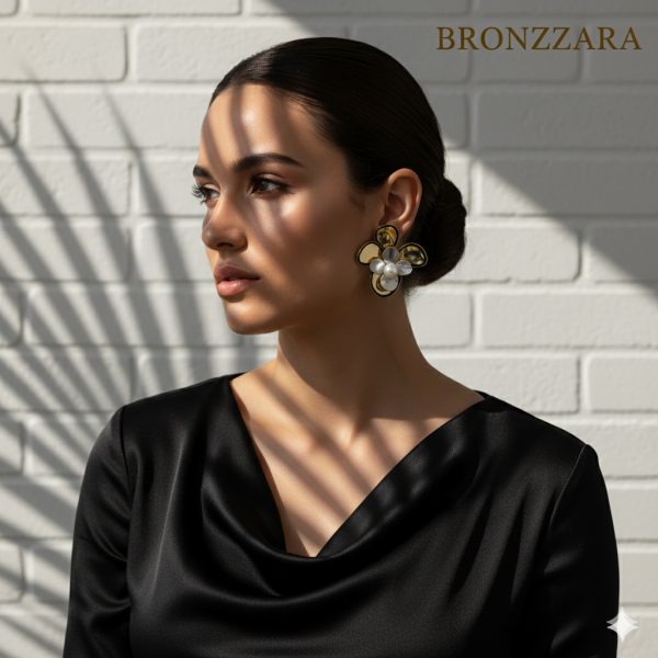 ÇELİK 2 RENK SALLANTILI ÇİÇEK FİGÜR ÇİVİLİ KÜPE