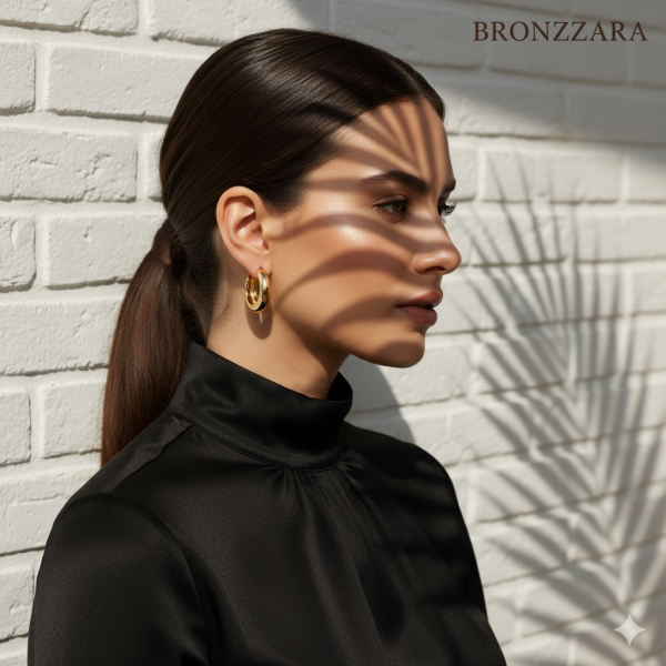 GOLD DOLGULU HALKA KÜPE