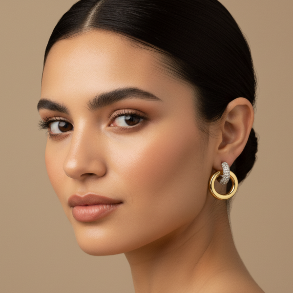 ÇELİK TERS KOMBİN TAŞLI HALKA KÜPE