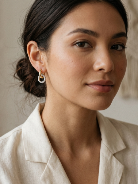 ÇELİK TERS KOMBİN TAŞLI HALKA KÜPE