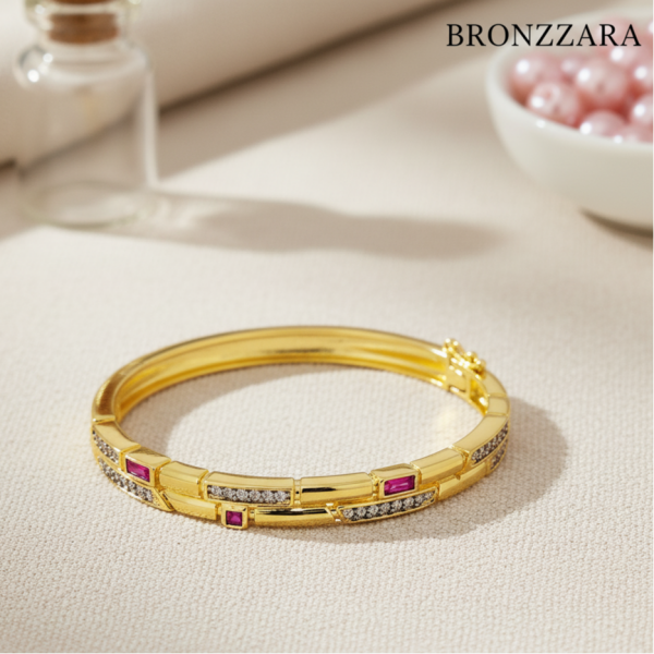 PREMİUM ROSE DİAMOND BAQUETTE KELEPÇE BİLEZİK