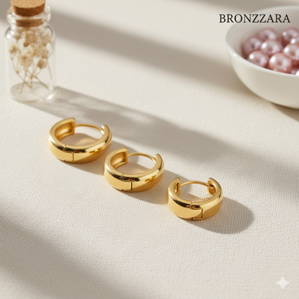 GOLD KALIN HALKA KÜPE SETİ