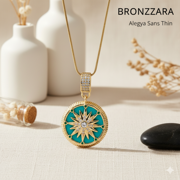 ÇELİK TURKUAZ TAŞLI GÜNEŞ CHARM KOLYE