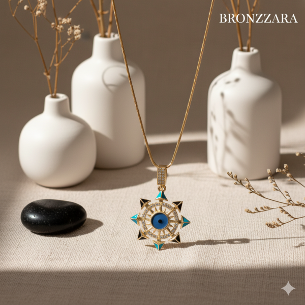 ÇELİK TAŞLI BLUE EYE CHARM KOLYE