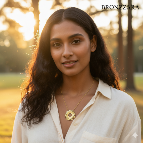 ÇELİK GOLD PLAKA GÜNEŞ KOLYE