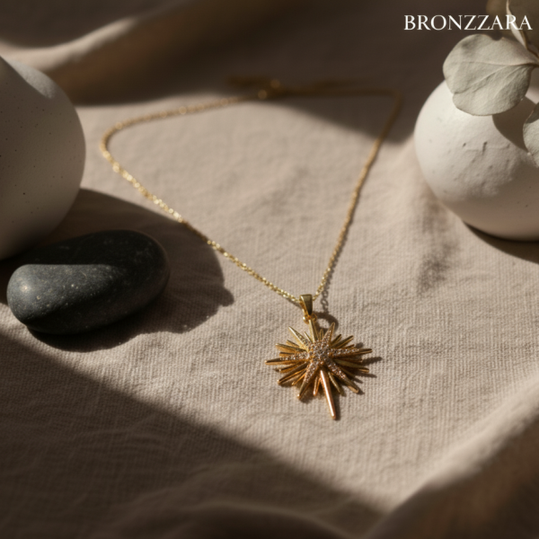 ÇELİK TAŞLI KUZEY YILDIZI CHARM KOLYE