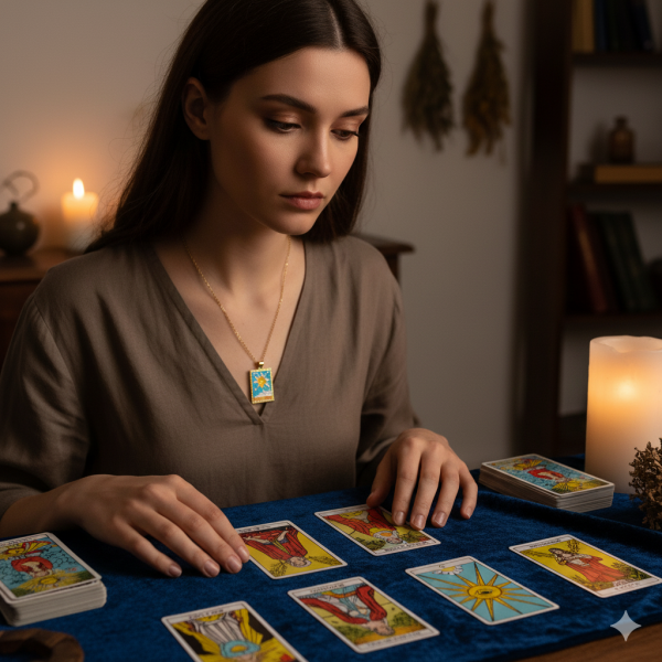 ÇELİK MİNELİ TAROT CHARM KOLYE