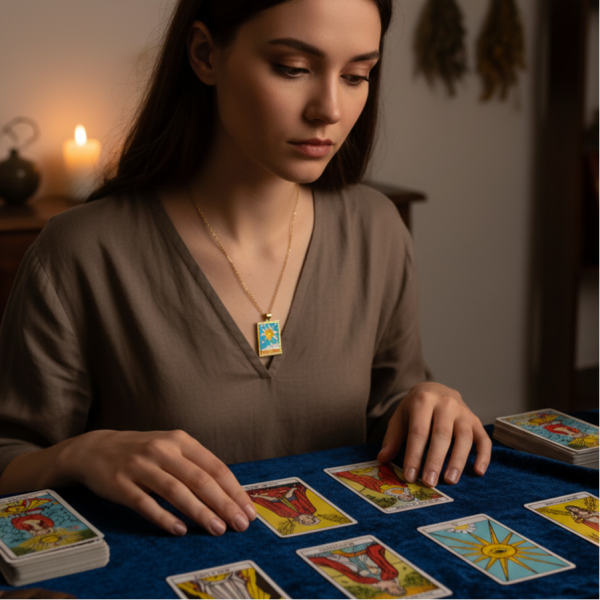 ÇELİK MİNELİ TAROT CHARM KOLYE