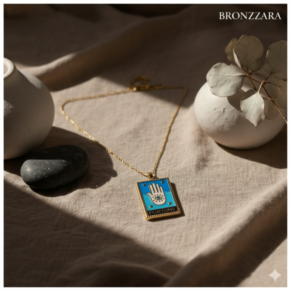 ÇELİK MİNELİ EL TAROT CHARM KOLYE