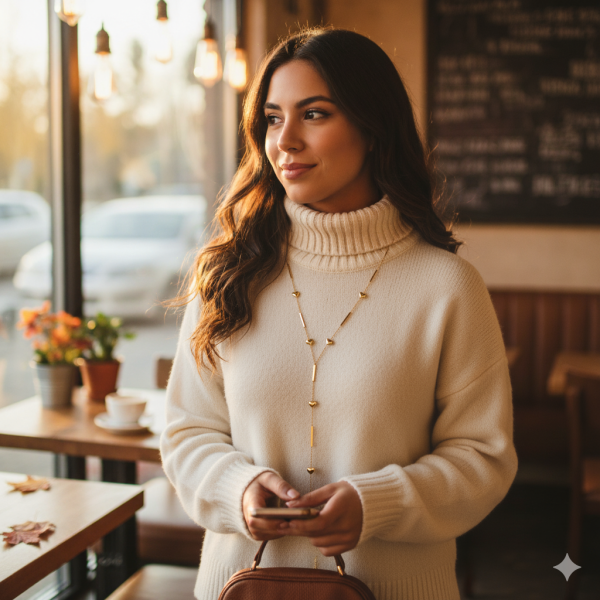 KALP DETAYLI GOLD ÇELİK Y KOLYE