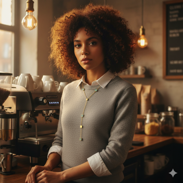 KARE FORM SEDEF TAŞLI ÇELİK Y KOLYE