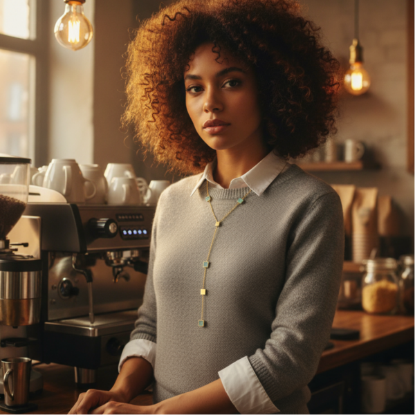 KARE FORM SEDEF TAŞLI ÇELİK Y KOLYE
