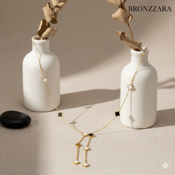 YONCA DETAY SEDEF TAŞLI ÇELİK Y KOLYE