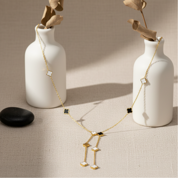 YONCA DETAY SEDEF TAŞLI ÇELİK Y KOLYE