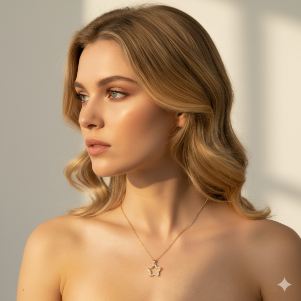 BAGET TAŞLI ÇELİK YILDIZ KOLYE