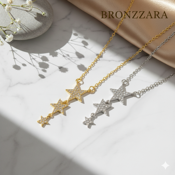 YILDIZ DETAY ÇELİK  TAŞLI Y KADIN KOLYE