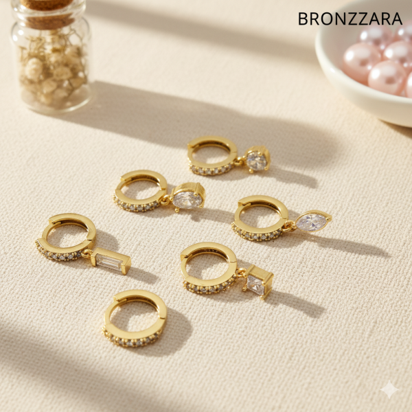 6 LI KADIN TAŞLI HALKA KÜPE SETİ