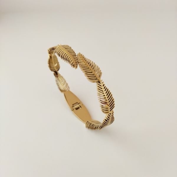 ÇELİK GOLD YAPRAK DETAY BİLEZİK