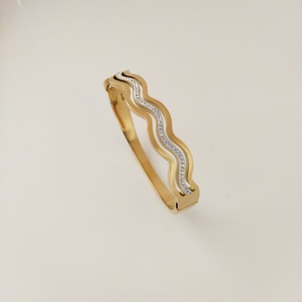 ÇELİK GOLD DALGA DESEN BİLEZİK