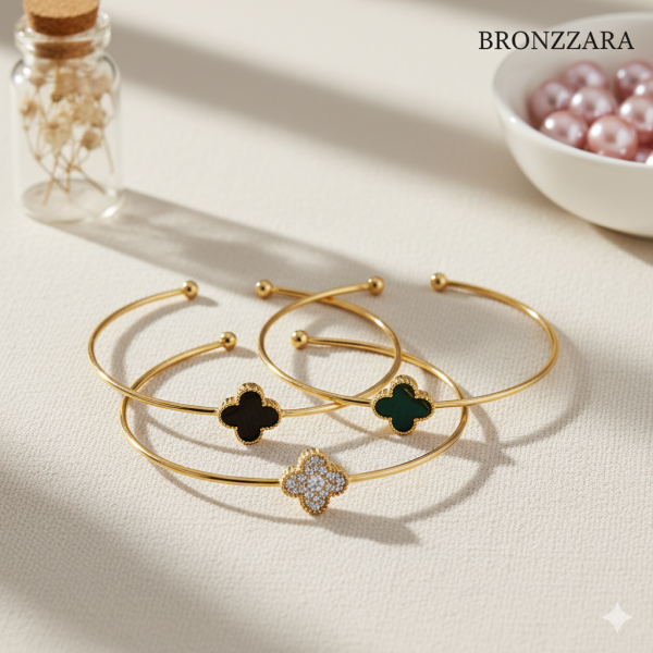 3'lü Taşlı Yonca Bilezik