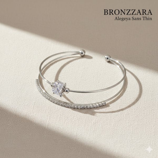 2'li Charm Orta Taş Detay Bilezik