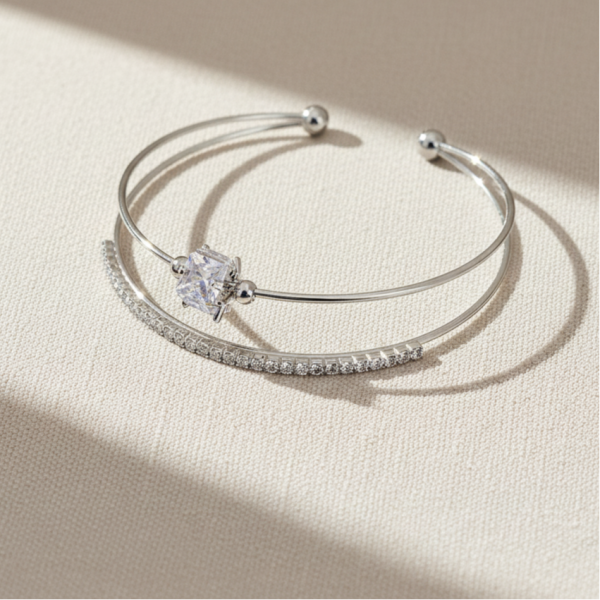 2'li Charm Orta Taş Detay Bilezik