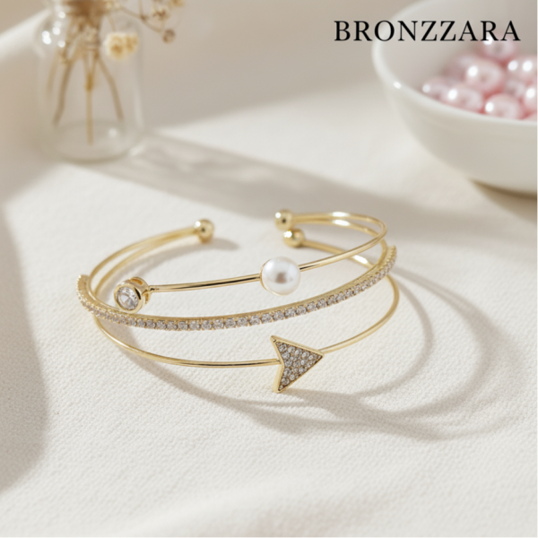 Sıra Taşlı İnci Detay Bilezik