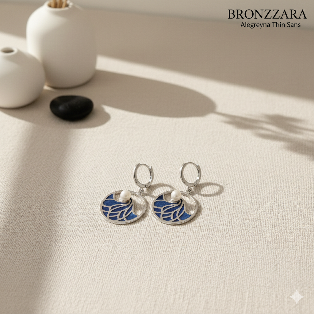 Okyanus Dalgası İncili Küpe