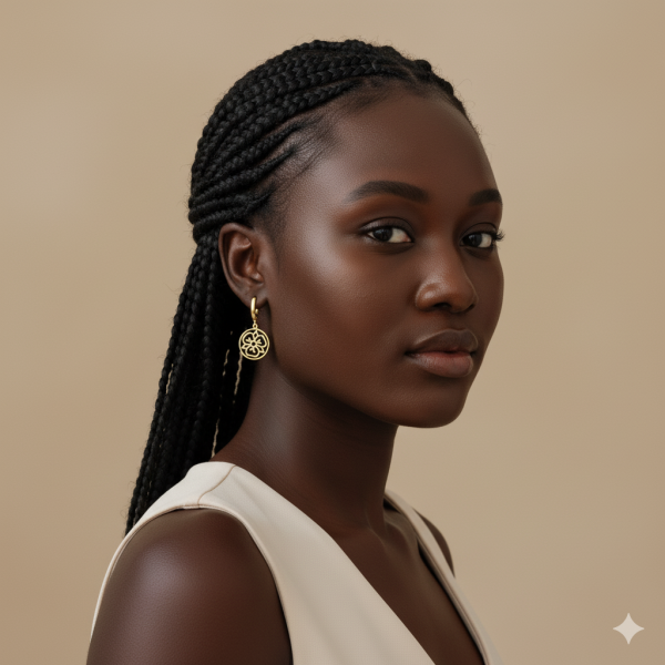 Menekşe Desenli Mineli Küpe